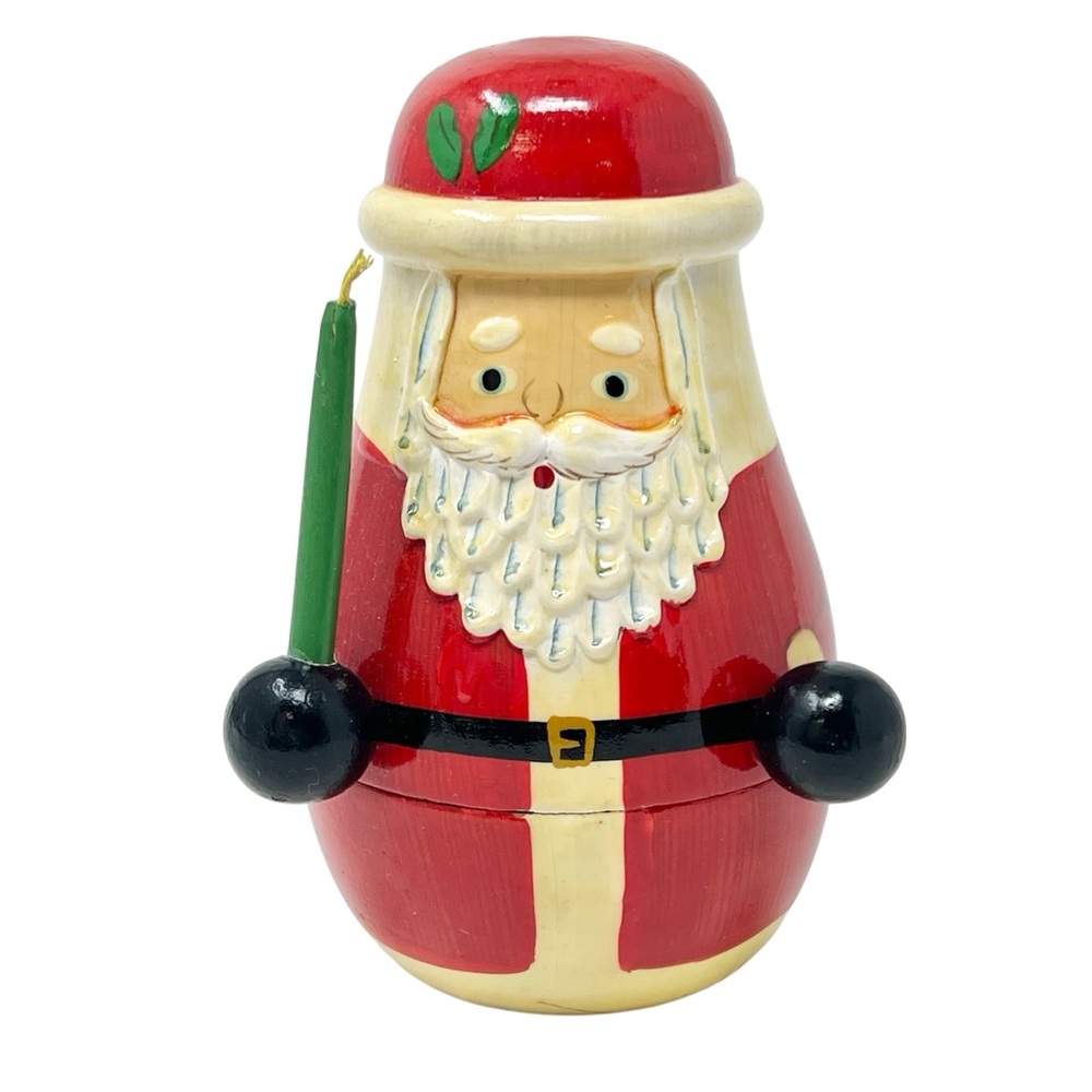 Vintage Santa Claus Nesting Dolls Holiday Figurine Hand Painted Christmas